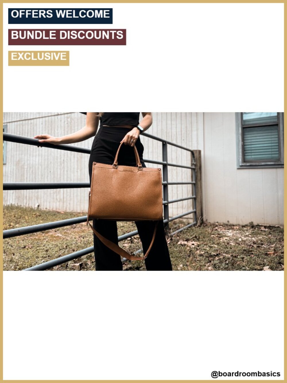 Waterproof Faux Leather Laptop Tote Bag with Crossbody Strap for Work - Picture 5 of 6